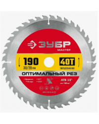 Диск пильный "Оптимальный рез" по дереву,190х30/20 мм, 40Т, ЗУБР 36912-190-30-40