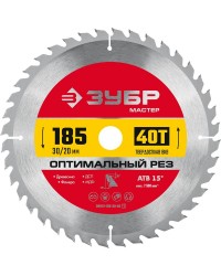 Диск пильный "Оптимальный рез" по дереву,185х30 мм, 40Т, ЗУБР 36912-185-30-40