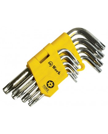 Набор L-образных ключей TORX с отверстием, короткие (T10-T50) 9 шт 64040